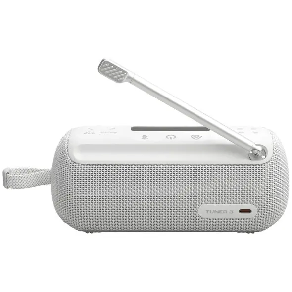 Radio portabil JBL Tuner 3, DAB/DAB+/FM, Bluetooth, Auracast, Autonomie 15 ore, IP68, Alb