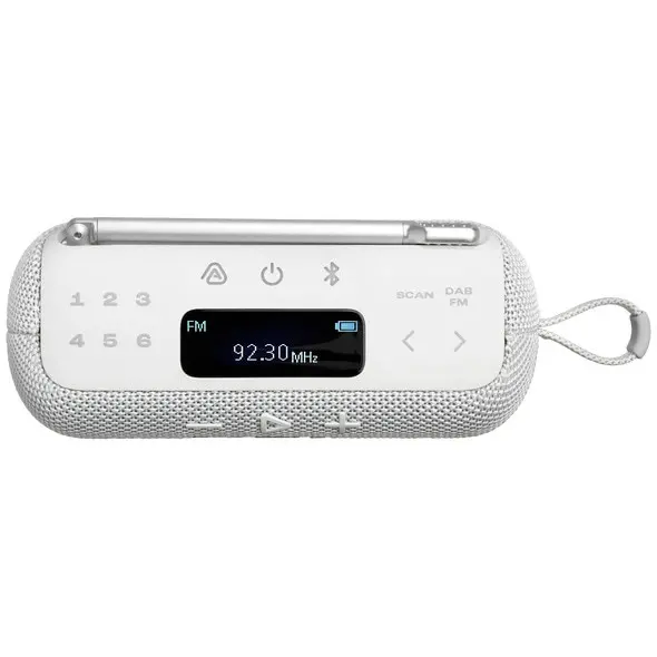 Radio portabil JBL Tuner 3, DAB/DAB+/FM, Bluetooth, Auracast, Autonomie 15 ore, IP68, Alb