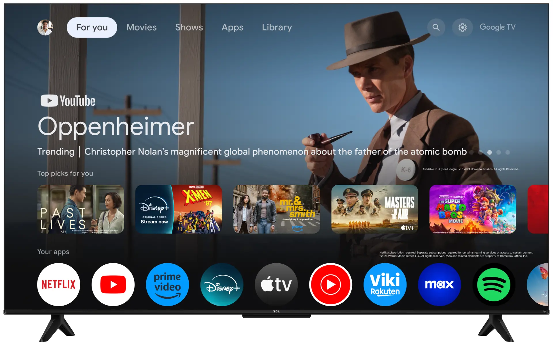 Televizor Smart QLED TCL 50T69C, 126 cm, Google TV, 4K Ultra HD, Clasa F, Negru