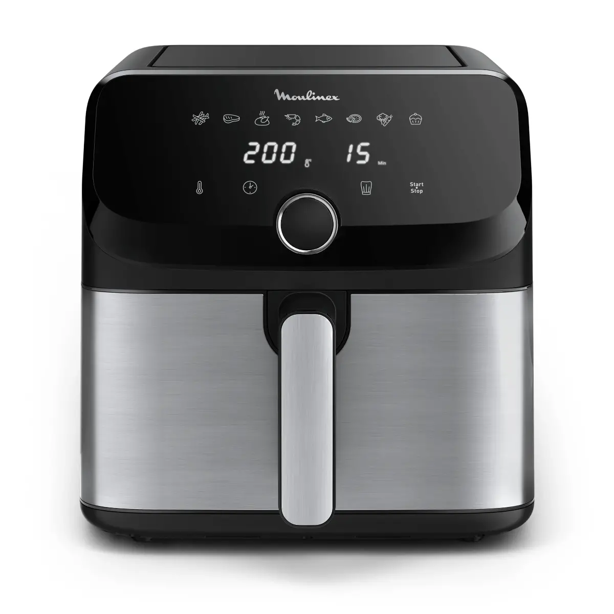 Friteuza cu aer cald Moulinex EZ855D20, 7.5 Litri, 2020 W, Negru / Inox